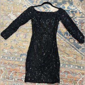 Black sequin cocktail dress